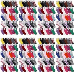 120 Wholesale Yacht & Smith Women's Striped Assorted Colors Warm & Cozy Fuzzy Sock