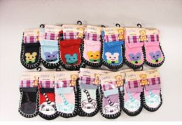 60 Wholesale Girls Printed Slipper Socks