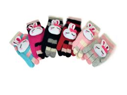 60 Pairs Ladies Rabbit Fur Glove With Cuff - Winter Gloves