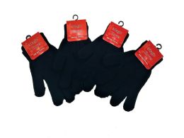 72 Units of Ladies Magic Gloves All Black - Winter Gloves