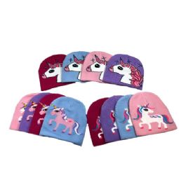 48 Pieces Child's Unicorns Knit Beanie Hat - Junior / Kids Winter Hats