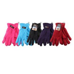 36 Units of Womens Assorted Color Fleece Gloves - Fleece Gloves