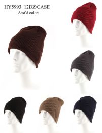 72 Wholesale Adults Heavy Knit Fur Lined Winter Hat