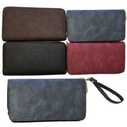 24 Pieces 1 Zipper Wallets Dark Faded Style - Wallets & Handbags