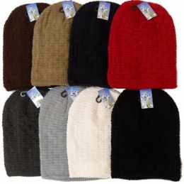 24 Pieces Adults Texture Ski Hat With Lining - Winter Beanie Hats