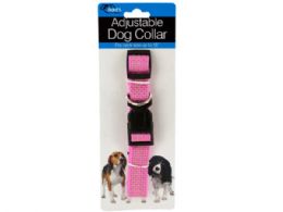 72 Wholesale Fashion Pink Adjustable Nylon Dog Collar