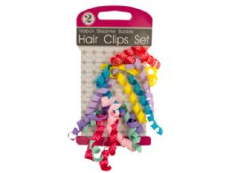 72 Wholesale Ribbon Streamer Bobble Hair Clips Set