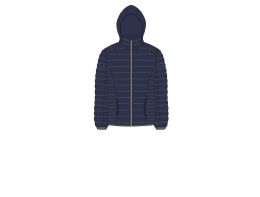 12 Pieces Men's Quilted Jacket With Detachable Hood In Navy - Mens Jackets