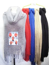 24 Wholesale Womens Fashion Knitted Scarf In Assorted Colors