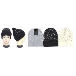 36 Pieces Women's Rhinestone And Stars Hat - Winter Beanie Hats