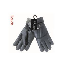 24 Wholesale Mens Touch Glove Man Made Leather