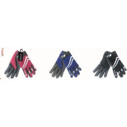 12 Wholesale Men's Touch Sport Glove In Assorted Colors