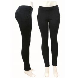 12 Wholesale Ladys Warmer Pants In Black