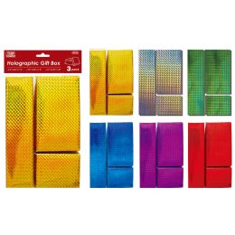 48 Pieces 3-Pack Holographic Gift Box - Christmas Gift Bags and Boxes