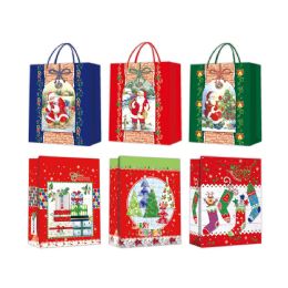 96 Wholesale Gift Bag Xmas Three Pack In Small