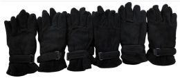 36 Units of Mens Black Fleece Winter Gloves - Fleece Gloves