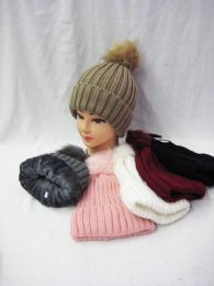 36 Pieces Womens Fur Line Pom Pom Beanie - Winter Beanie Hats