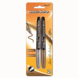 96 Wholesale Two Count Metallic Permanent Marker Silver Gold