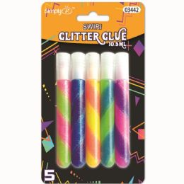 96 Wholesale Swirl Glitter Glue Five Piece Pack