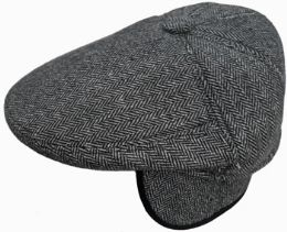 36 Pieces Plaid Men Cap With Button - Winter Sets Scarves , Hats & Gloves