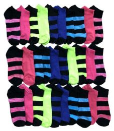 30 Pairs Yacht & Smith Womens 9-11 No Show Ankle Socks Assorted Prints, Stripes And Solids - Womens Ankle Sock