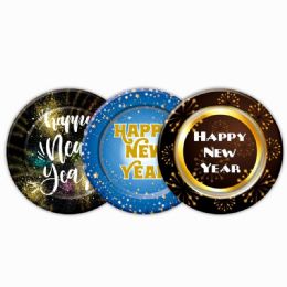 144 Wholesale Happy New Year Paper Plate Eight Count Nine Inch