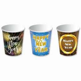 144 Bulk Happy New Year Paper Cup Ten Count Nine Ounce
