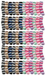 60 Pairs Yacht & Smith Kids Stripe Color Fuzzy Socks Size 4-6 - Girls Crew Socks