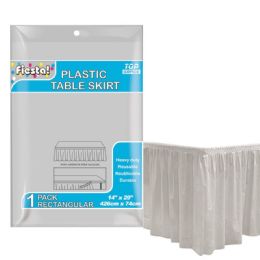 72 Pieces Table Skirt Silver - Party Paper Goods