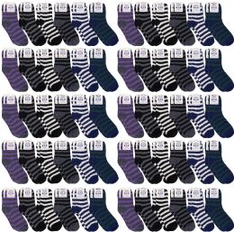 60 Wholesale Yacht & Smith Men's Assorted Colored Warm & Cozy Fuzzy Socks
