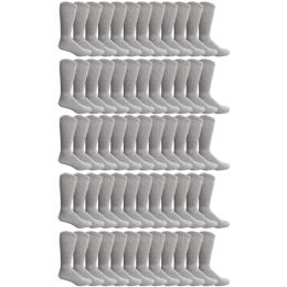60 Wholesale Yacht & Smith Men's Cotton Diabetic Gray Crew Socks Size 13-16