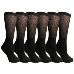 Yacht & Smith Women's Loose Fit NoN-Binding Soft Cotton Diabetic Black Crew Socks Size 9-11