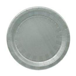 96 Pieces Seven Inch Eight Count Paper Plate Silver - Party Paper Goods