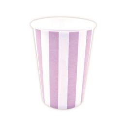 96 Wholesale Nine Ounce Ten Count Paper Cup Lavender Stripe