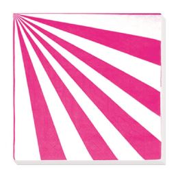 96 Pieces Luncheon Napkin Hot Pink Stripe Twenty Count - Party Paper Goods