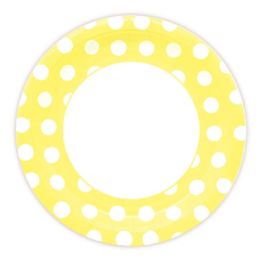 144 Pieces Nine Inch Eight Count Paper Plate Yellow Polka Dot - Party Paper Goods