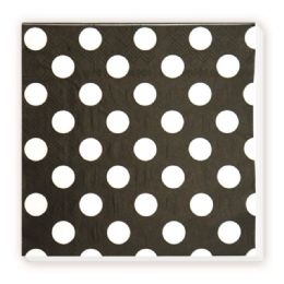 144 Pieces Luncheon Napkin Black Polka Dot - Party Paper Goods