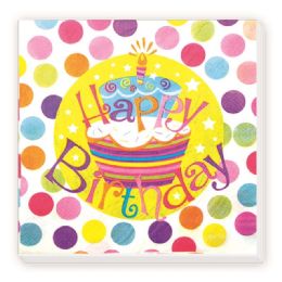 144 Pieces Luncheon Napkin Twenty Count Birthday Design - Party Paper Goods