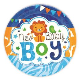 96 Wholesale Nine Inch Eight Count Paper Plate Baby Boy Design