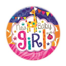 144 Pieces Seven Inch Eight Count Paper Plate Baby Girl - Party Paper Goods
