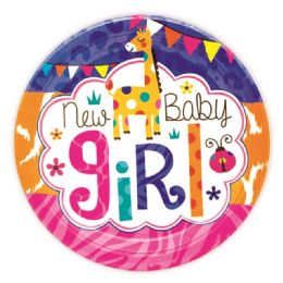 144 Wholesale Nine Inch Eight Count Paper Plate Baby Girl