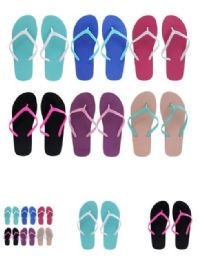 96 Pairs Women's Assorted Colors Solid Flip Flops - Women's Flip Flops