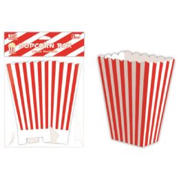 96 Wholesale Six Count Popcorn Box Striped Red