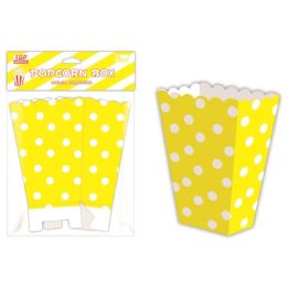 96 Pieces Six Count Popcorn Box Yellow Polka Dot - Party Paper Goods