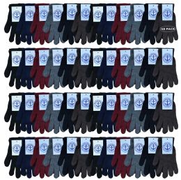48 Pairs Yacht & Smith Men's Winter Gloves, Magic Stretch Gloves In Assorted Solid Colors - Winter Gloves