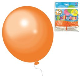 96 Pieces Twelve Inch Twelve Count Orange Latax Balloon - Balloons & Balloon Holder