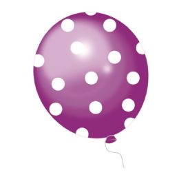96 Wholesale Twelve Inch Ten Count Dotted Purple Balloon