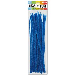 144 Pieces Forty Count Tinsel Stems Blue - Craft Stems