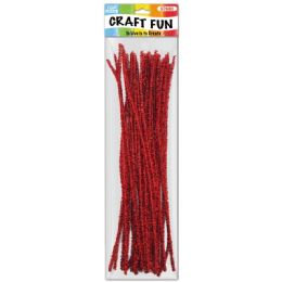 144 Pieces Forty Count Tinsel Stems Red - Craft Stems