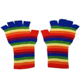 24 Wholesale Adult Rainbow Fingerless Glove